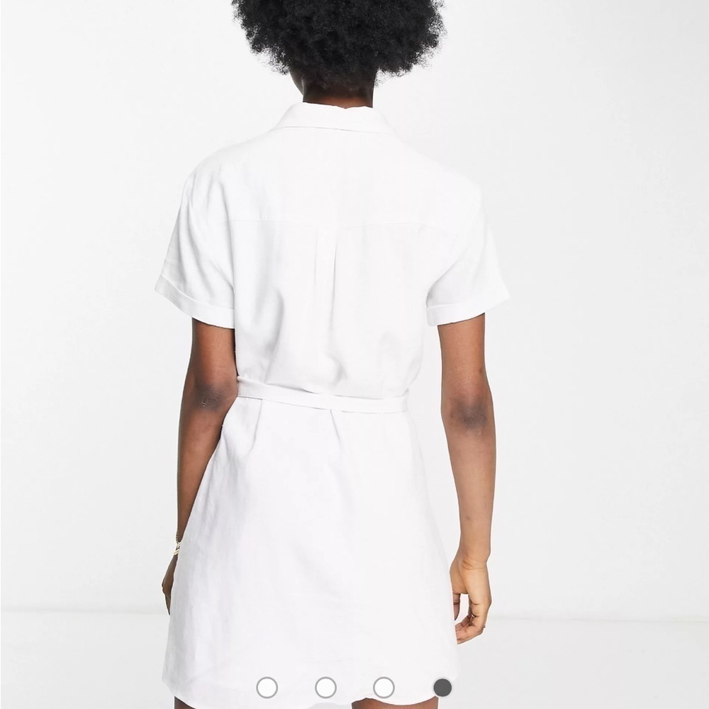 EUC Abercrombie & Fitch shirt dress in white Size Large Petite Linen Blend - Picture 4 of 9
